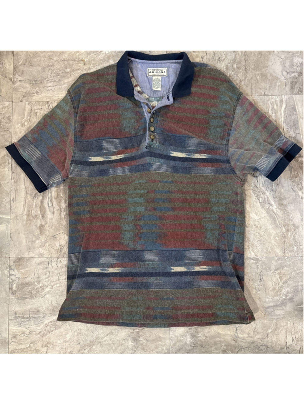 Arizona Jean Co Mens Polo Shirt 90s Retro Streetwear Vtg Faded Short Sleeve Sz L